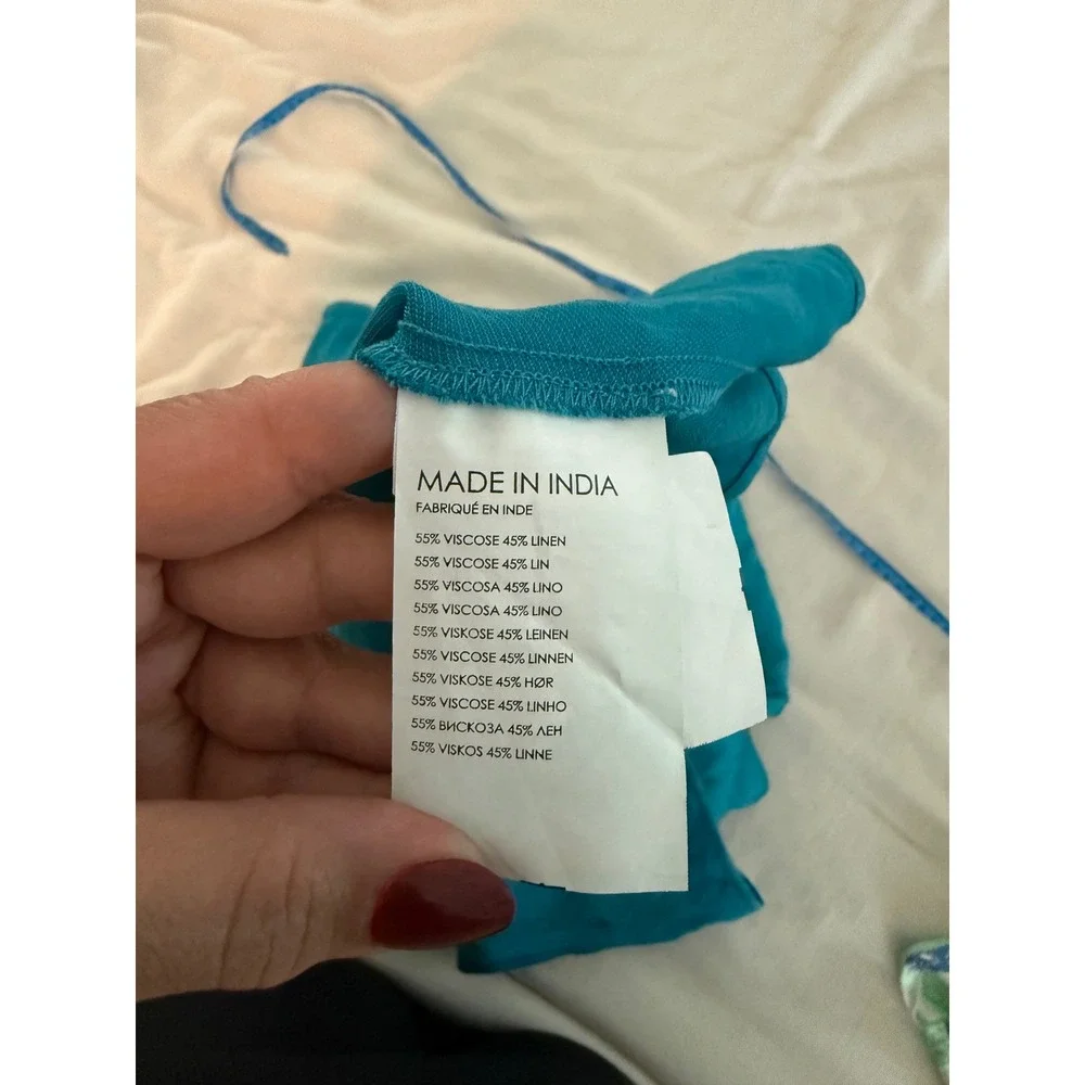 Club Monaco Teal Blue Bias Midi Skirt Mermaidcore Dopamine Linen Blend 10